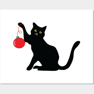 Black Cat with Ornament Posters and Art